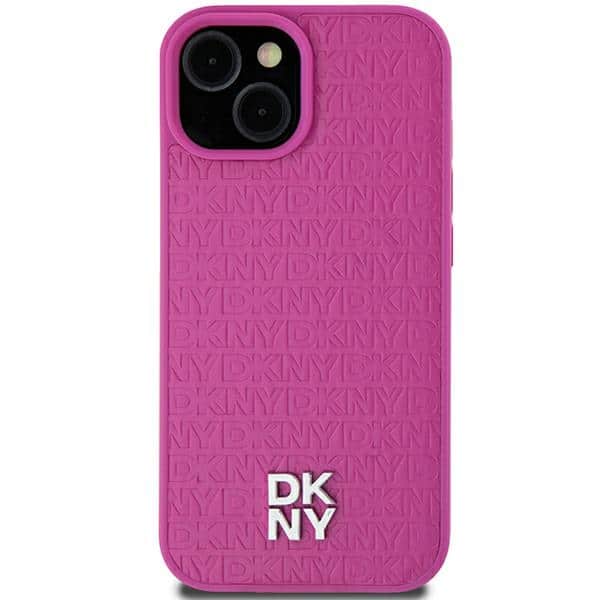 DKNY Leather Pattern Metal Logo MagSafe - θήκη για Apple iPhone 15 - Ροζ - Image 3