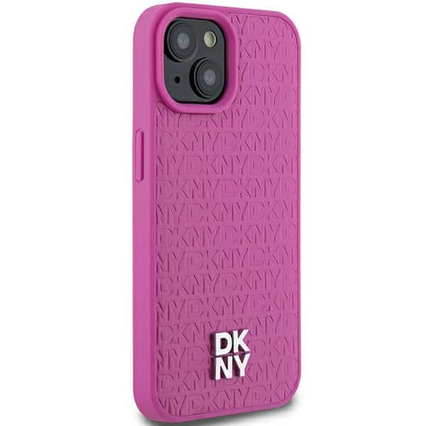 DKNY Leather Pattern Metal Logo MagSafe - θήκη για Apple iPhone 15 - Ροζ - Image 4