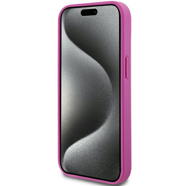 DKNY Leather Pattern Metal Logo MagSafe - θήκη για Apple iPhone 15 - Ροζ - Image 5