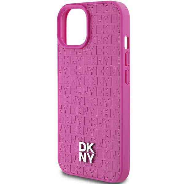 DKNY Leather Pattern Metal Logo MagSafe - θήκη για Apple iPhone 15 - Ροζ - Image 6