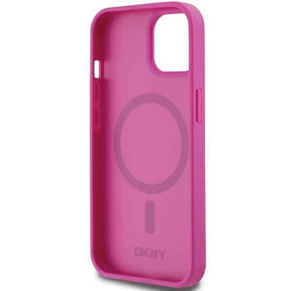 DKNY Leather Pattern Metal Logo MagSafe - θήκη για Apple iPhone 15 - Ροζ - Image 7