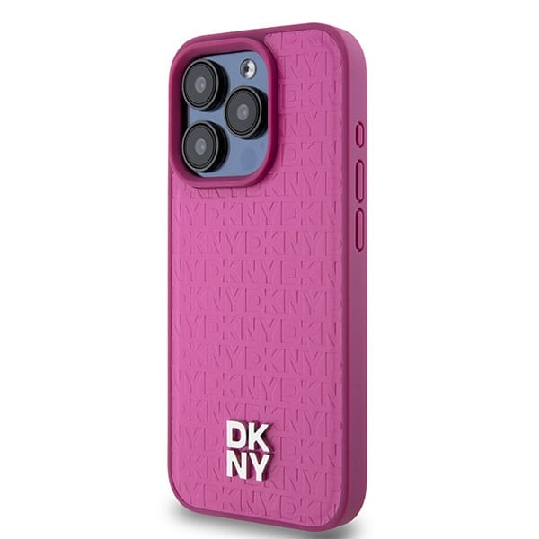 DKNY Leather Monogram Pattern Metal Logo MagSafe - θήκη για Apple iPhone 15 Pro - Ροζ - Image 2