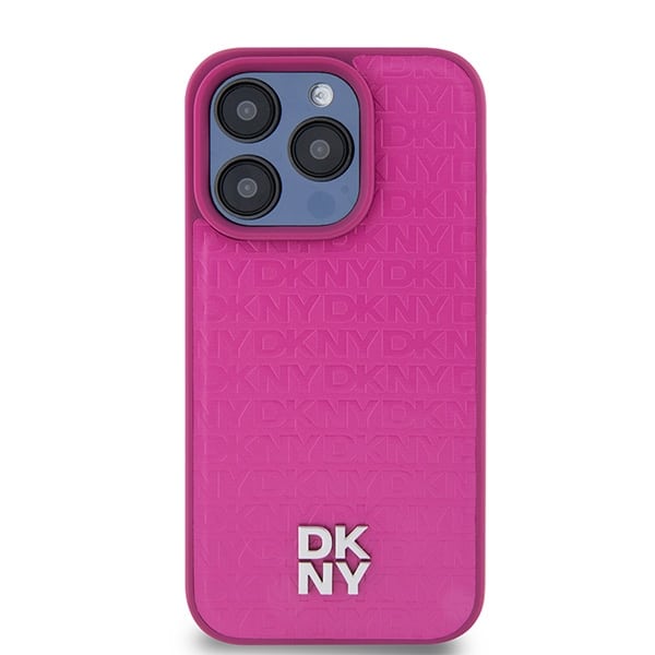DKNY Leather Monogram Pattern Metal Logo MagSafe - θήκη για Apple iPhone 15 Pro - Ροζ - Image 3