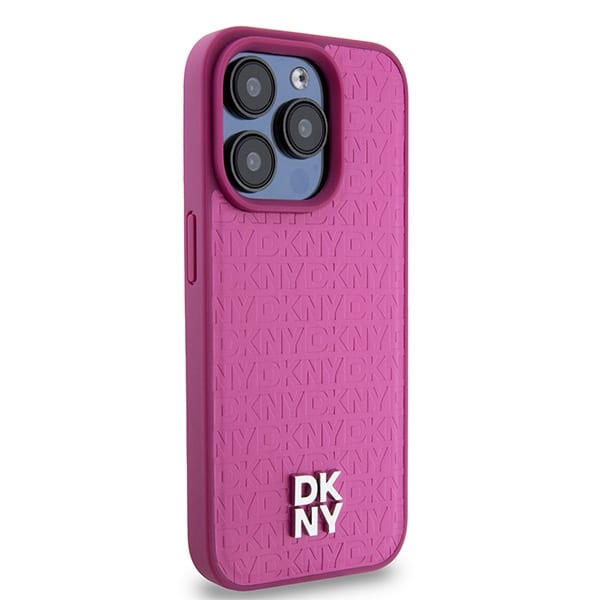 DKNY Leather Monogram Pattern Metal Logo MagSafe - θήκη για Apple iPhone 15 Pro - Ροζ - Image 4