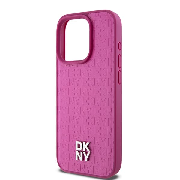 DKNY Leather Monogram Pattern Metal Logo MagSafe - θήκη για Apple iPhone 15 Pro - Ροζ - Image 6