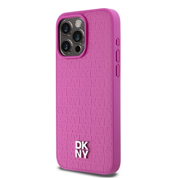 DKNY Leather Monogram Pattern Metal Logo MagSafe - θήκη για Apple iPhone 15 Pro Max - Ροζ - Image 2