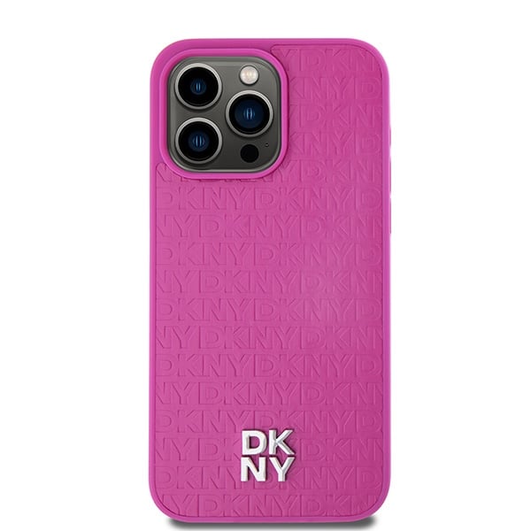 DKNY Leather Monogram Pattern Metal Logo MagSafe - θήκη για Apple iPhone 15 Pro Max - Ροζ - Image 3