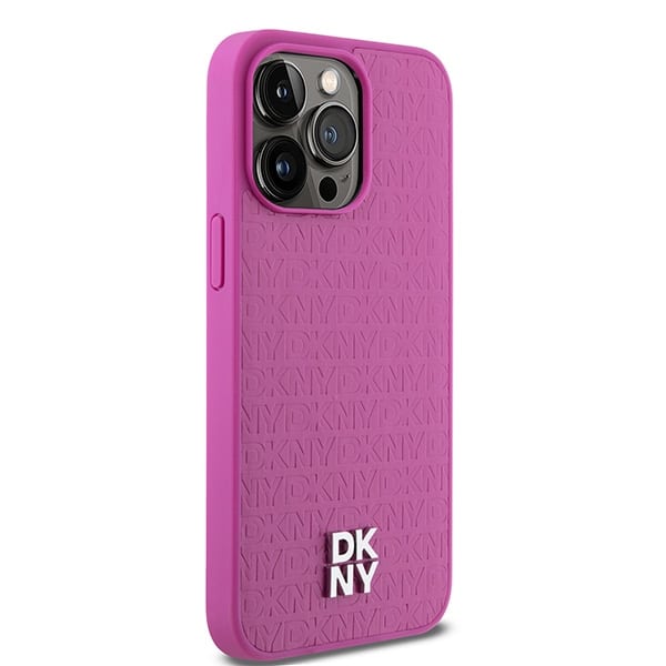 DKNY Leather Monogram Pattern Metal Logo MagSafe - θήκη για Apple iPhone 15 Pro Max - Ροζ - Image 4