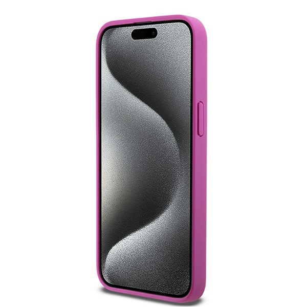 DKNY Leather Monogram Pattern Metal Logo MagSafe - θήκη για Apple iPhone 15 Pro Max - Ροζ - Image 5