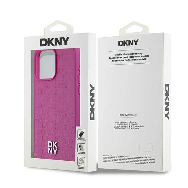 DKNY Leather Monogram Pattern Metal Logo MagSafe - θήκη για Apple iPhone 15 Pro Max - Ροζ - Image 8