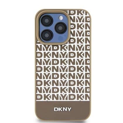 DKNY Leather Printed Pattern Metal Logo Magsafe - θήκη για Apple iPhone 15 - Καφέ