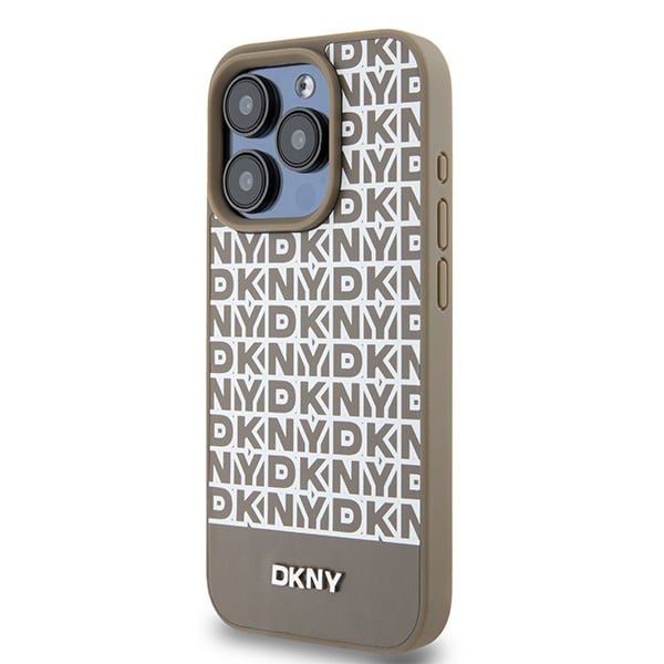 DKNY Leather Printed Pattern Metal Logo Magsafe - θήκη για Apple iPhone 15 Pro - Καφέ - Image 2