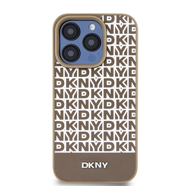 DKNY Leather Printed Pattern Metal Logo Magsafe - θήκη για Apple iPhone 15 Pro - Καφέ - Image 3