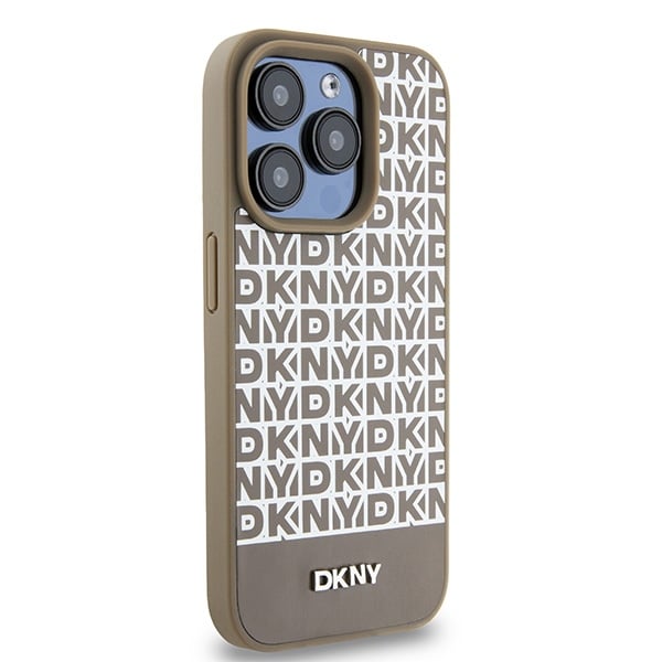 DKNY Leather Printed Pattern Metal Logo Magsafe - θήκη για Apple iPhone 15 Pro - Καφέ - Image 4
