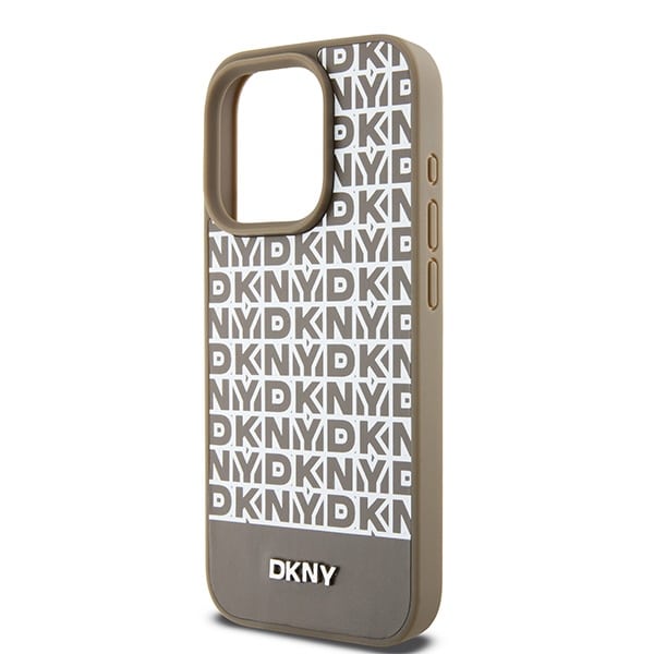 DKNY Leather Printed Pattern Metal Logo Magsafe - θήκη για Apple iPhone 15 Pro - Καφέ - Image 6