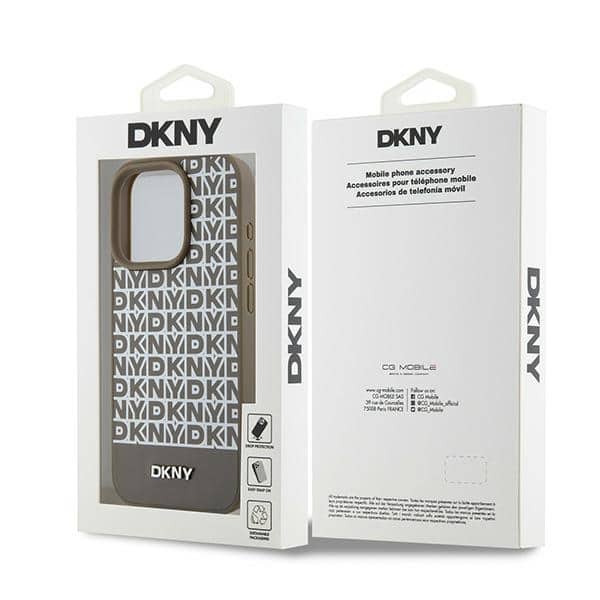 DKNY Leather Printed Pattern Metal Logo Magsafe - θήκη για Apple iPhone 15 Pro - Καφέ - Image 8