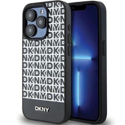 DKNY Leather Printed Pattern Metal Logo Magsafe - θήκη για Apple iPhone 15 Pro - Μαύρο