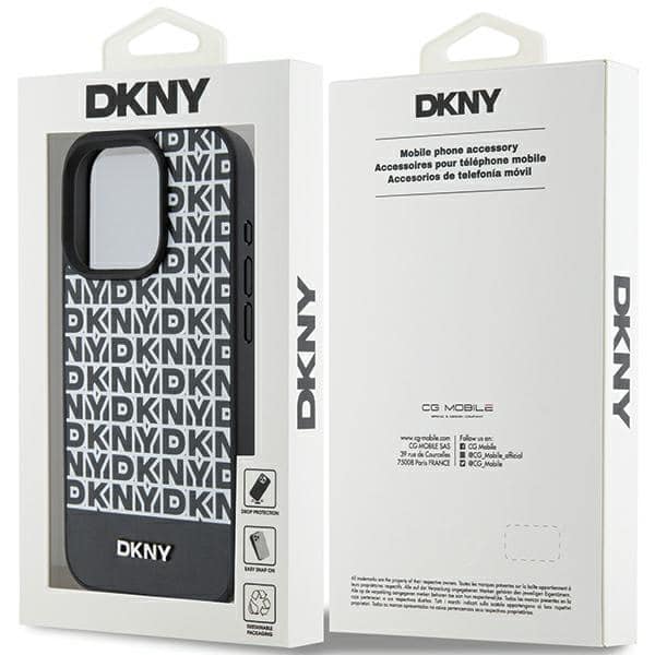 DKNY Leather Printed Pattern Metal Logo Magsafe - θήκη για Apple iPhone 15 Pro - Μαύρο - Image 8