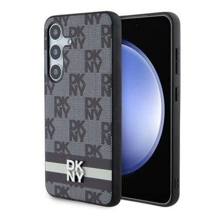 DKNY Leather Checkered Mono Pattern & Printed - θήκη για Samsung Galaxy S24 - Μαύρο