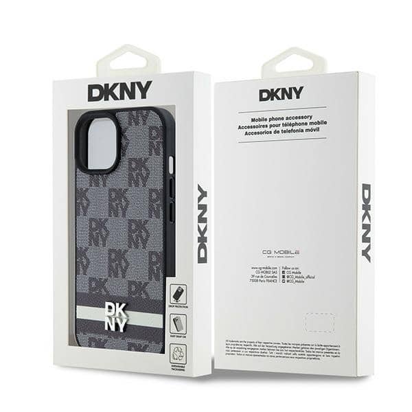 DKNY Leather Checkered Mono Pattern & Printed - θήκη για Apple iPhone 14 - Μαύρο - Image 8