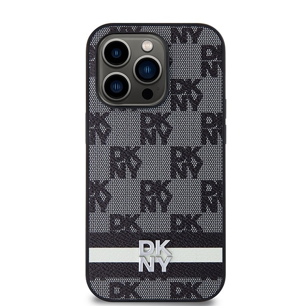 DKNY Leather Checkered Mono Pattern & Printed - θήκη για Apple iPhone 14 Pro - Μαύρο - Image 3