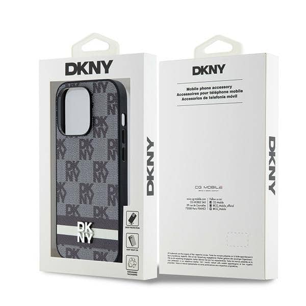DKNY Leather Checkered Mono Pattern & Printed - θήκη για Apple iPhone 14 Pro - Μαύρο - Image 8