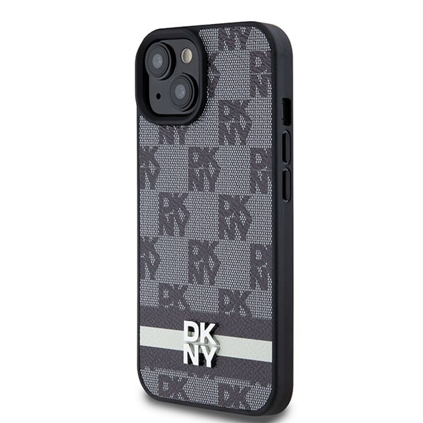 DKNY Leather Checkered Mono Pattern & Printed - θήκη για Apple iPhone 15 - Μαύρο - Image 2