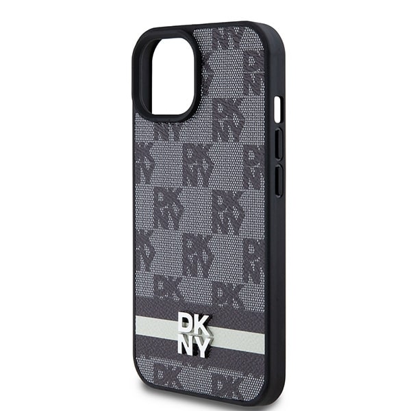DKNY Leather Checkered Mono Pattern & Printed - θήκη για Apple iPhone 15 - Μαύρο - Image 6