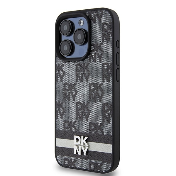DKNY Leather Checkered Mono Pattern & Printed - θήκη για Apple iPhone 15 Pro - Μαύρο - Image 2