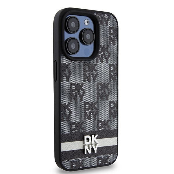 DKNY Leather Checkered Mono Pattern & Printed - θήκη για Apple iPhone 15 Pro - Μαύρο - Image 4