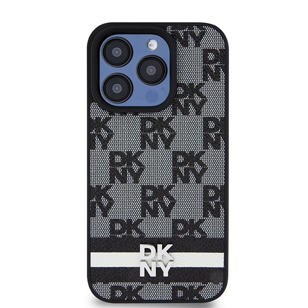 DKNY Leather Checkered Mono Pattern & Printed - θήκη για Apple iPhone 15 Pro Max - Μαύρο - Image 3