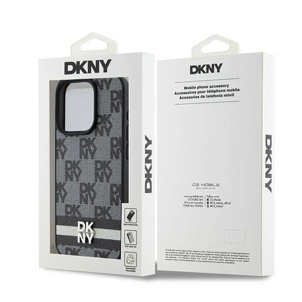 DKNY Leather Checkered Mono Pattern & Printed - θήκη για Apple iPhone 15 Pro Max - Μαύρο - Image 8