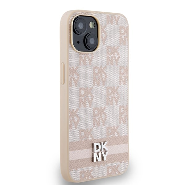 DKNY Leather Checkered Mono Pattern & Printed - θήκη για Apple iPhone 14 - Ροζ - Image 4