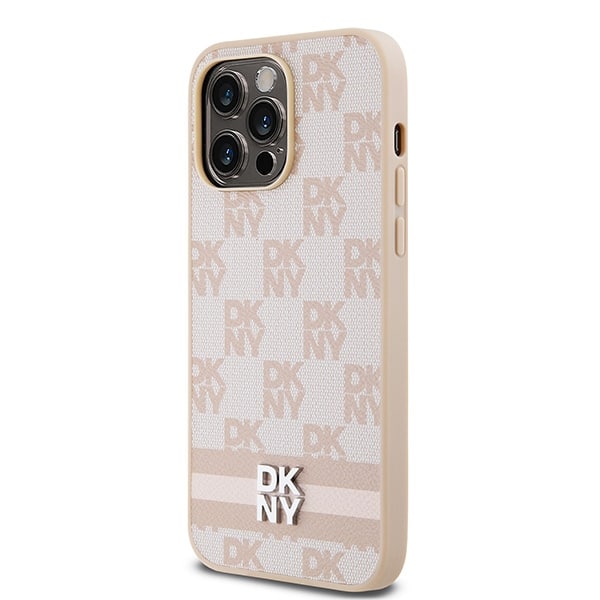 DKNY Leather Checkered Mono Pattern & Printed - θήκη για Apple iPhone 14 Pro Max - Ροζ - Image 2
