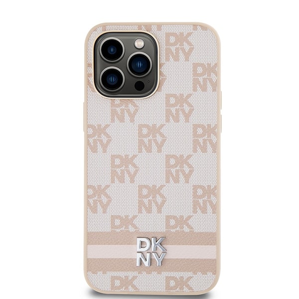 DKNY Leather Checkered Mono Pattern & Printed - θήκη για Apple iPhone 14 Pro Max - Ροζ - Image 3