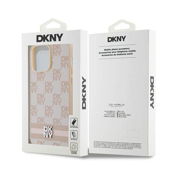 DKNY Leather Checkered Mono Pattern & Printed - θήκη για Apple iPhone 14 Pro Max - Ροζ - Image 8