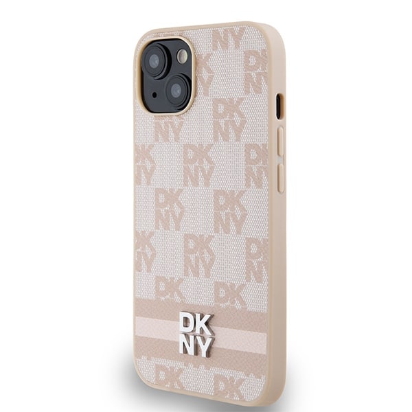 DKNY Leather Checkered Mono Pattern & Printed - θήκη για Apple iPhone 15 - Ροζ - Image 2