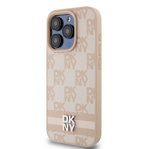 DKNY Leather Checkered Mono Pattern & Printed - θήκη για Apple iPhone 15 Pro Max - Ροζ - Image 2