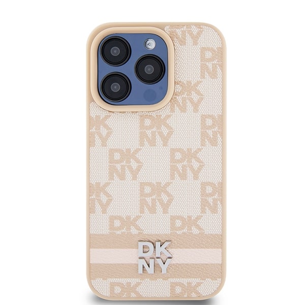 DKNY Leather Checkered Mono Pattern & Printed - θήκη για Apple iPhone 15 Pro Max - Ροζ - Image 3