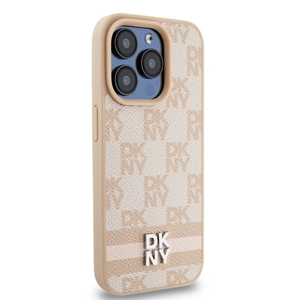 DKNY Leather Checkered Mono Pattern & Printed - θήκη για Apple iPhone 15 Pro Max - Ροζ - Image 4