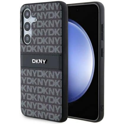 DKNY Leather Mono Stripe & Metal Logo - θήκη για Samsung Galaxy S24 - Μαύρο