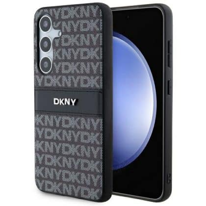 DKNY Leather Mono Stripe & Metal Logo - θήκη για Samsung Galaxy S24+ - Μαύρο