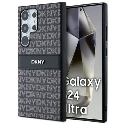DKNY Leather Mono Stripe & Metal Logo - θήκη για Samsung Galaxy S24 Ultra - Μαύρο
