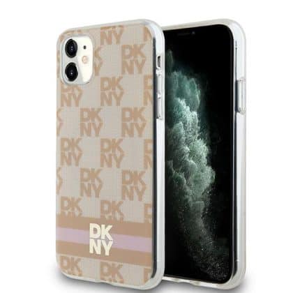 DKNY IML Checkered Mono Pattern & Printed Stripes - θήκη για Apple iPhone 11 / XR - Ροζ