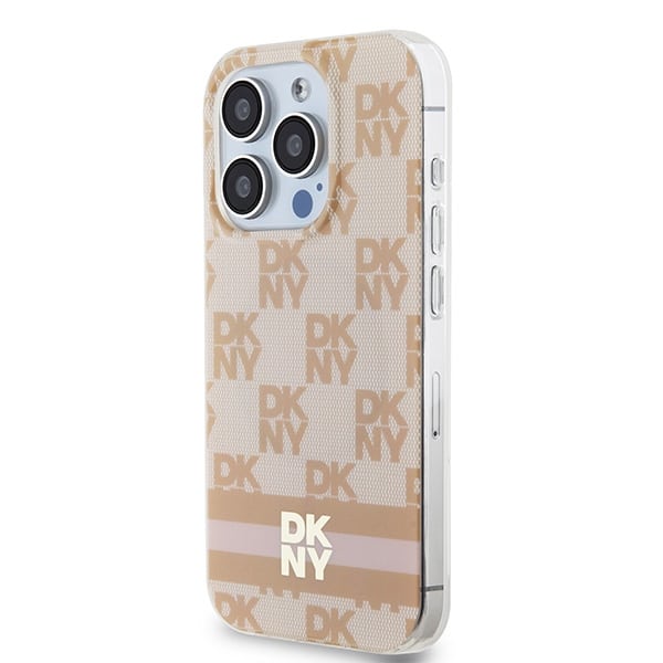 DKNY IML καρό μονοφωνικό μοτίβο & τυπωμένες ρίγες - θήκη για Apple iPhone 15 Pro - Ροζ - Image 2