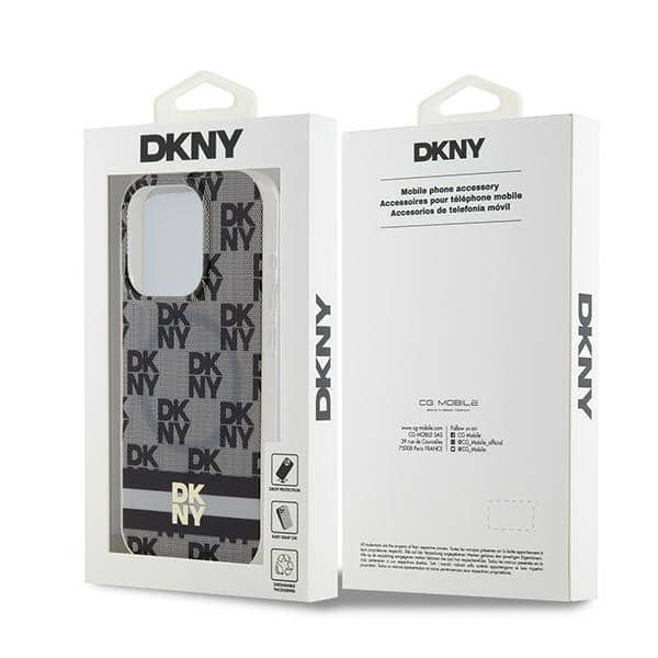 DKNY IML καρό μονοχρωματικό μοτίβο & τυπωμένες ρίγες - θήκη για Apple iPhone 14 Pro - Μαύρο - Image 8