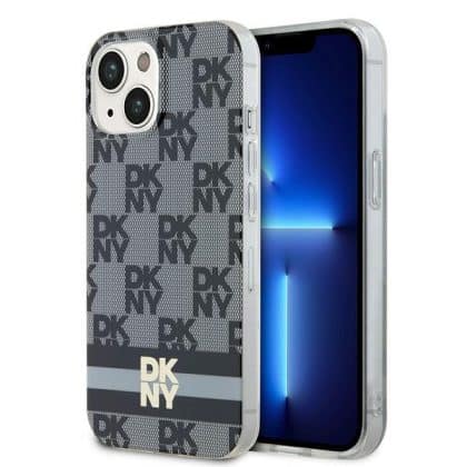 DKNY IML καρό μονοχρωματικό μοτίβο & τυπωμένες ρίγες - θήκη για Apple iPhone 15 / 14 13 - Μαύρο