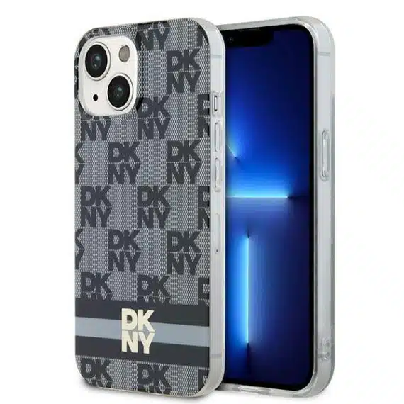 DKNY IML Checkered Mono Pattern & Printed Stripes MagSafe - θήκη για Apple iPhone 15 - Μαύρο