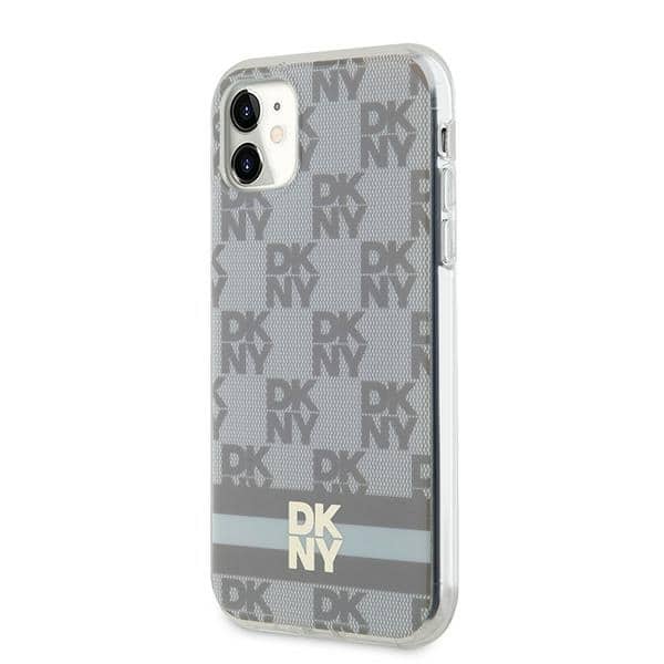 DKNY IML Checkered Mono Pattern & Printed Stripes MagSafe - θήκη για Apple iPhone 11 - Μπεζ - Image 2