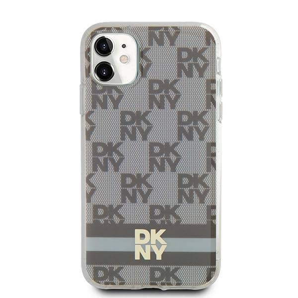 DKNY IML Checkered Mono Pattern & Printed Stripes MagSafe - θήκη για Apple iPhone 11 - Μπεζ - Image 3